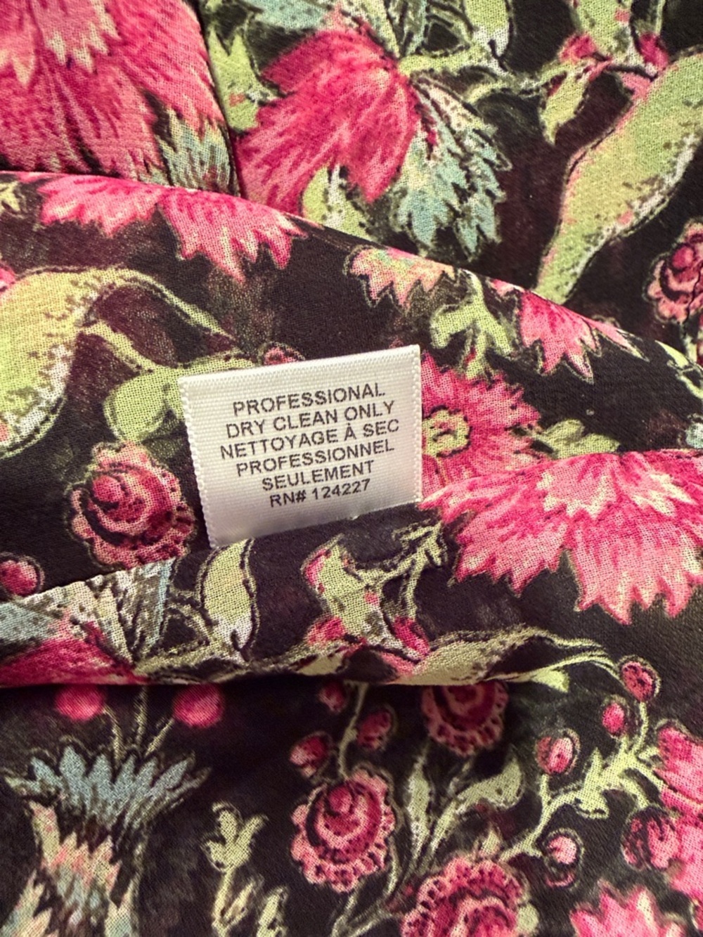 MISA Floral Tie-Neck Blouse in Pink and Black - Picture 6 of 7